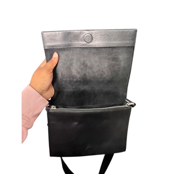& Other Stories Black Leather Crossbody Shoulder Bag Top Handle - Picture 5 of 8